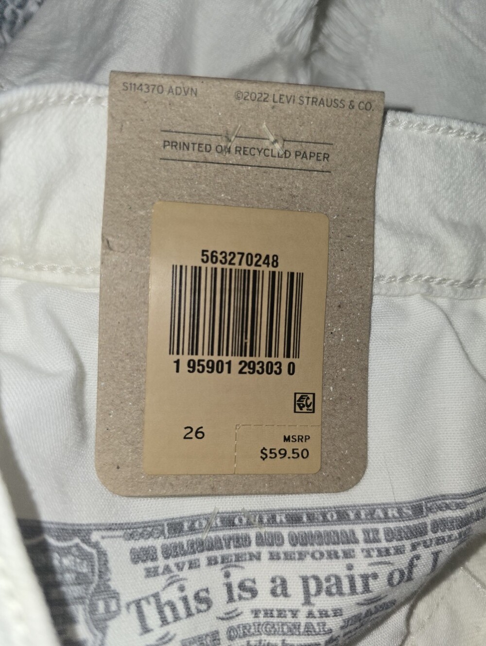 Levi's 501 High Rise White Denim Cutoff Shorts with Raw Hem Size 26 - Picture 8 of 8